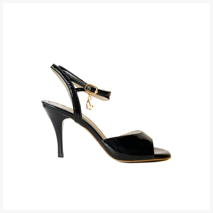 N38 Black Patent-Narrow-7.5cm.